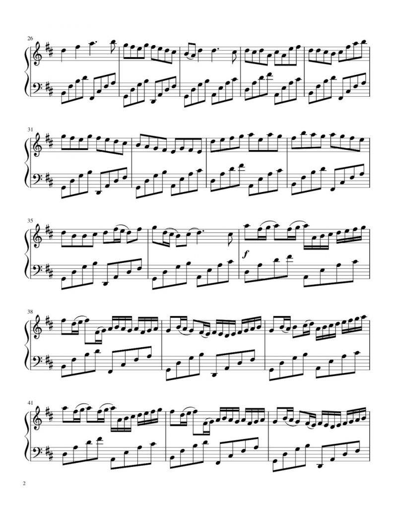 D大调卡农 钢琴谱