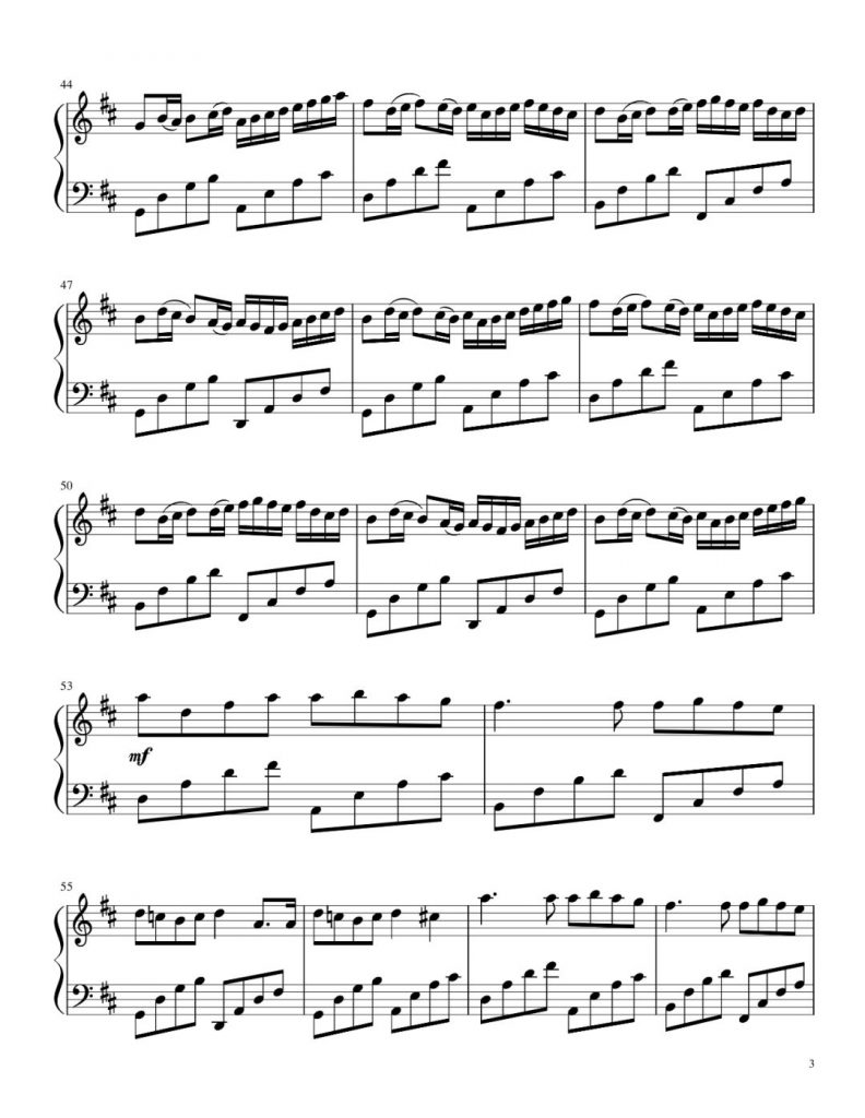 D大调卡农 钢琴谱