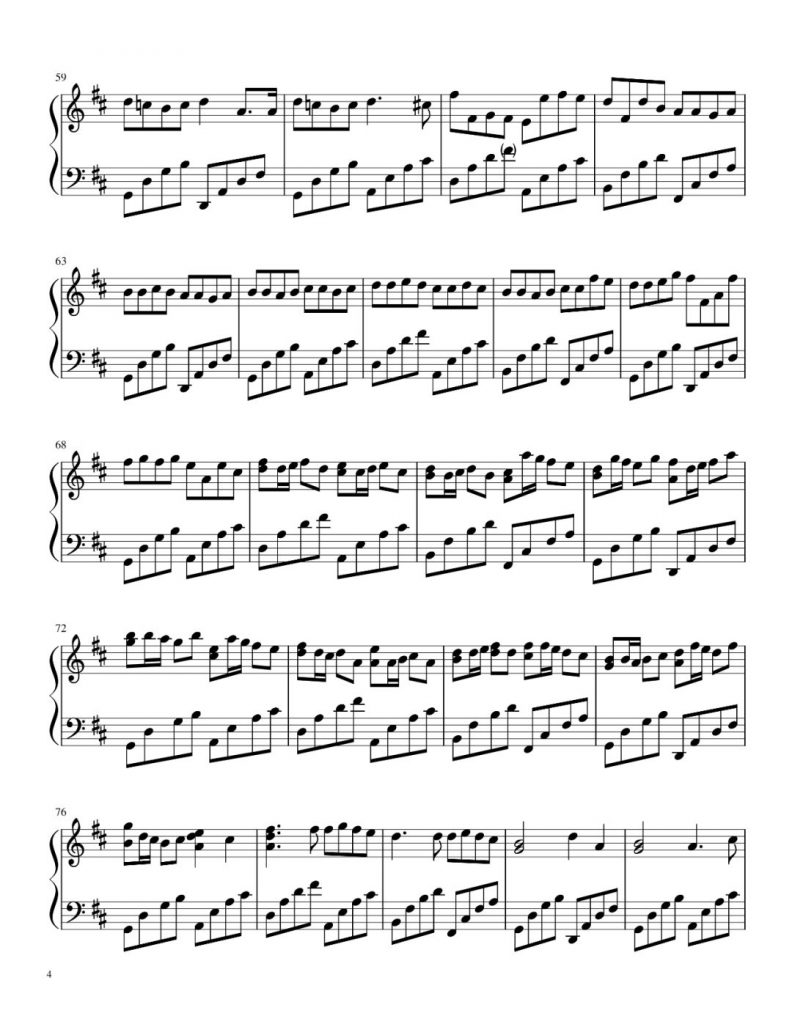 D大调卡农 钢琴谱