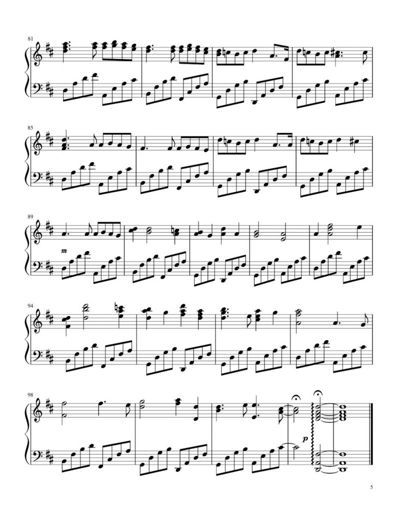 D大调卡农 钢琴谱